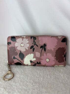 kate spade Pink Floral Zip-Around Wallet with Keyring